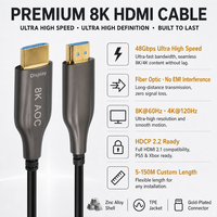 Câble HDMI optique actif 8K 48 Gbps, cordon HDMI 2.1 en fibre optique pour jeux 8K 60 Hz 4K 120 Hz, home cinéma