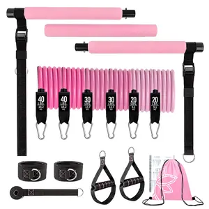 YETFUL Custom Multifunctional Fitness Exercise Adjustable Latex Pilates Bar Stick With Resistance Bands