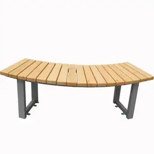 Factory Outlet Metal Leisure Backless Street Wood Bench Outdoor Public Modern Waiting Patio Park Bench