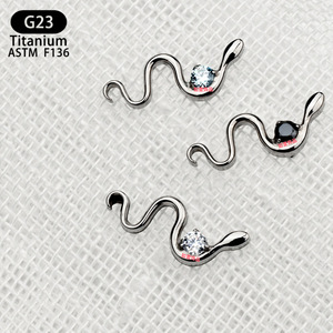 Piercing en Titane F136 de Grade Implantable pour Humain, avec Zircon, pour Oreille, Lèvre ou Cartilage, Motif Reptile Serpent - Product Image 4