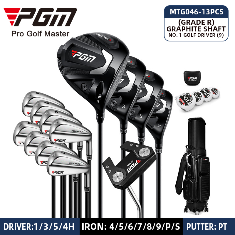 MTG046 Driver 9 R graphite shaft 13pcs+golf bag Black