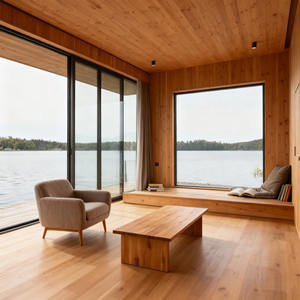 Роскошный лесной домик на берегу озера деревянный дом бунгало с панорамным видом - Product Image 4