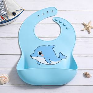 ผ้ากันเปื้อนซิลิโคนสำหรับเด็กเกรดอาหาร ปลอดสาร BPA พิมพ์โลโก้ได้ ขายส่ง ปรับขนาดได้ ลายการ์ตูนสัตว์น่ารัก ชุดผ้ากันเปื้อนซิลิโคน - Product Image 5