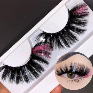 हेलोवीन व्यक्तिगत कस्टम पट्टी चमकदार <span class=keywords><strong>Eyelashes</strong></span> 15mm 20mm 25mm चमक बैंगनी लाल गुलाबी नीले मिंक <span class=keywords><strong>Eyelashes</strong></span> चमक lashes - Product Image 4