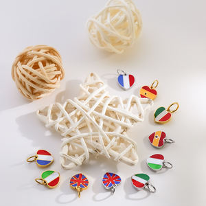 Hartvorm Verenigde Staten Verenigd Koninkrijk Frankrijk Italië Vlag Hanger Oorbellen Ketting Sieraden Rvs Bedels Groothandel - Product Image 3