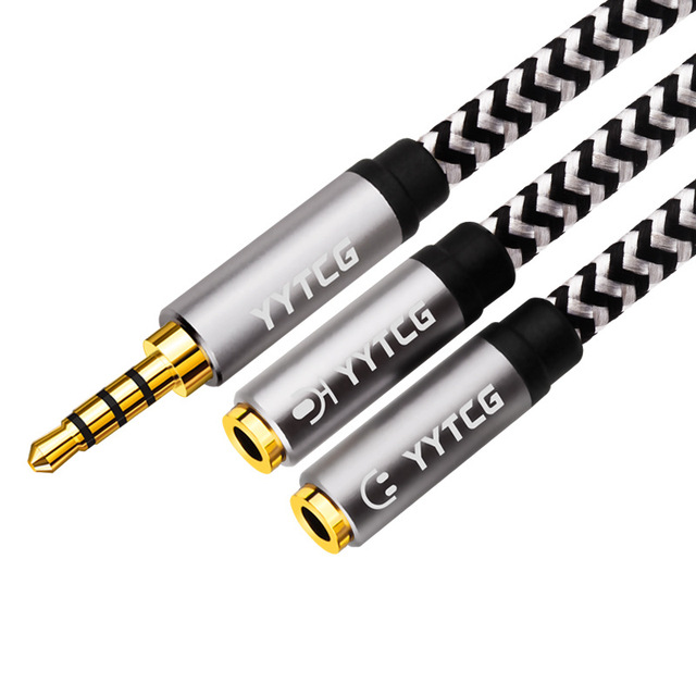 YYTCG Splitter Headphone for Computer 3.5mm Male to 2 Female 3.5mm Mic Audio Y Splitter Cable Headset to PC Adapter