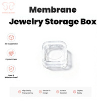 Boîtes d'emballage pour bijoux carrées transparentes 38x38x16mm, matériau PU durable résistant à l'humidité, impression de logo personnalisée sur soie