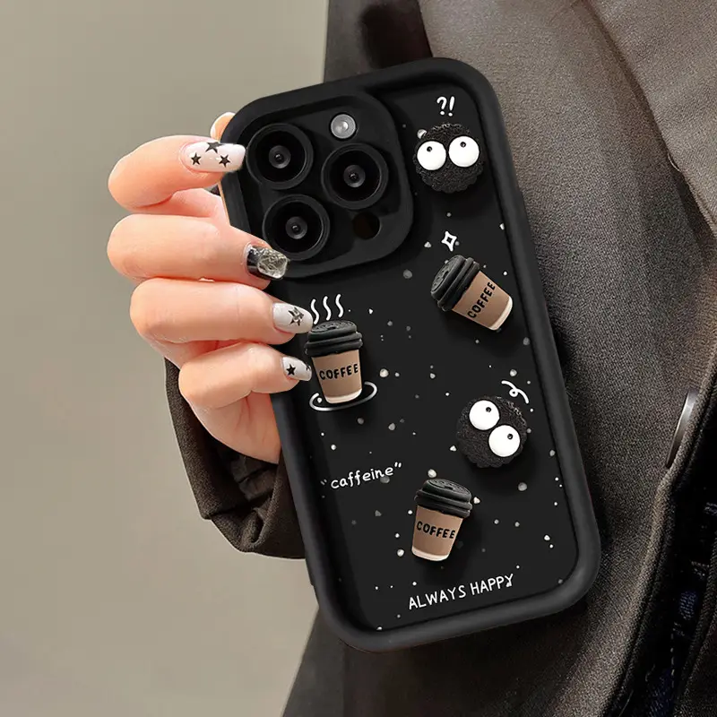 Nueva figura de acción DIY café briquetas pequeñas funda de teléfono a prueba de golpes para Apple Phone case 15Pro 14promax Airbag funda de teléfono iPhone