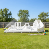 Aire de jeux aquatique gonflable en PVC blanc portable pour enfants, aire de jeux aquatique, parcours d'obstacles, toboggan aquatique