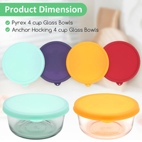Couvre-bols en silicone de qualité alimentaire pour bols en verre Pyrex et Anchor Hocking 4CUP/7201-PC