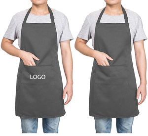 Noir Gris Plain Design Lin Polyester Hommes Femmes Protection Cuisine Nettoyage Tablier <span class=keywords><strong>de</strong></span> Cuisine avec Impression <span class=keywords><strong>de</strong></span> Logo Personnalisé - Product Image 1