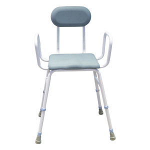 Good Steps Bathroom Safety Chair Sea Blue Adjustable Height With <b>Backrest</b> For Elderly And Disabled Users - Product Image 1