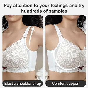 Lingerie ultra-mince grande taille pour femmes sans anneau en acier Push-Up sans fil dans le style grande <span class=keywords><strong>poitrine</strong></span> petit soutien-gorge motif solide - Product Image 2