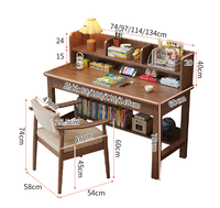 Bureau d'étude en bois massif avec étagère et bibliothèque, table d'écriture pour enfants, bureau informatique pour la maison, vente en gros pour chambre et appartement