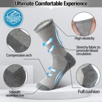 Chaussettes chaudes thermiques en laine mérinos pour la randonnée Ski Sports de plein air Logo personnalisé Casual High-Crew Anti-Bacterial Winter Thick