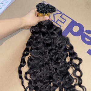 <span class=keywords><strong>Prix</strong></span> de gros usine Cheveux humains bruts K Tips, ondulés cambodgiens, noir naturel, pointe plate en kératine, cuticules alignées, cheveux bruts vietnamiens - Product Image 2