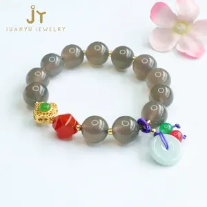 Natural Myanmar Jade Donut Pendants Jewelry Stone Agate Beads Bracelets Precious Stone Chalcedony Beads Bracelets