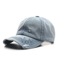 Gorra de Béisbol de Mezclilla de 6 Paneles con Logotipo Bordado Personalizado de Alta Calidad, Gorra de Papá Ajustable Sin Estructura para Hombre