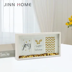 Jinn Home Rectangle White Wood Collage Picture Frame Shadow Box With Star Flash For Wall Frame Decor