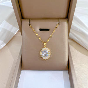 HY Precio al por Mayor, Juego <span class=keywords><strong>de</strong></span> Collar y Aretes <span class=keywords><strong>de</strong></span> Acero Inoxidable con Circonitas, Joyería <span class=keywords><strong>de</strong></span> Moda - Product Image 2