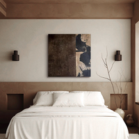 Peinture murale abstraite texturée à l'huile, style rétro nostalgique, décoration d'intérieur de luxe pour salon, œuvre d'art faite à la main sur toile