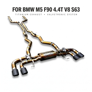 Échappement Catback Vortex Titanium Gold pour BMW M5 F90 4.4T V8 S63 avec silencieux central et embouts quadruples noirs, ensemble de tuyauterie Mod Pipeline Line U - Product Image 1