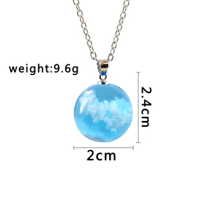 Collana con Pendente a Sfera <span class=keywords><strong>in</strong></span> Acciaio Inossidabile Argento con Catena a Maglie Rettangolari Arrotondate e Nuvole Trasparenti <span class=keywords><strong>in</strong></span> <span class=keywords><strong>Resina</strong></span> Acrilica Sigillata - Product Image 5