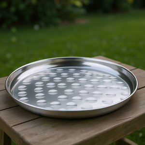 Vassoio da portata Garinox Waiter Tray in acciaio inox rotondo perforato per servizio di ristorazione - Product Image 3