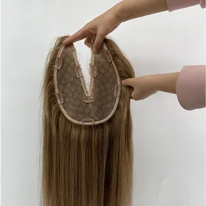 Extensions de cheveux humains lisses en une seule pièce, avec clip en forme de V/U, extension en dentelle, 100 cheveux humains