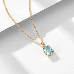 Lichte Luxe Minimalistische Veelzijdige Hemelsblauwe Topaz Sterling Zilveren Ketting Sleutelbeenketting Voor Dames