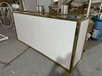 Hoher Metall-Rechteckbar-Tisch mit Edelstahlrahmen und Acrylplatte für Hochzeiten, Hotels und Gastronomie