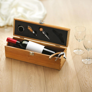 4 pièces <span class=keywords><strong>bouteille</strong></span> unique boîte à <span class=keywords><strong>vin</strong></span> en bambou avec bouchon en tire-bouchon verseur collier ouvre-<span class=keywords><strong>bouteille</strong></span> en bois coffret cadeau - Product Image 3