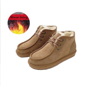 Inoe-bottes d'hiver en cuir de mouton pour homme, chaussures de neige classiques et chaudes, en peau de mouton et fourrure de mi-mollet, doublées d'herbes, collection - Product Image 1