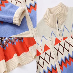 Pull cardigan personnalisé pour bébé garçon, automne-hiver, vêtements en coton, motif géométrique, jacquard, tricoté à la machine, sweat-shirt - Product Image 2