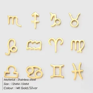 EManco - Colgantes de Acero Inoxidable <span class=keywords><strong>con</strong></span> 12 Signos del Zodiaco para Mujer, Color Oro de 14K, Estilo Clásico, Diseño Geométrico, para Hacer Collares y Pulseras - Product Image 1