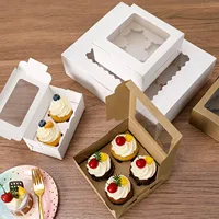 Boîte à biscuits personnalisée pour pâtisserie, boîte isotherme à couvercle rabattable, boîte à biscuits rectangulaire en papier kraft avec fenêtre et finition mate