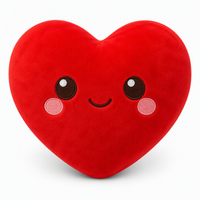 Coussin en peluche Cœur Rouge Romantique avec Joues Rosées et Sourire – Oreiller d'Amour pour Anniversaire, Cadeau pour Couple et Soirée Romantique