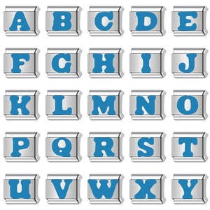 Nuevos Productos, Pulseras de Acero Inoxidable con Dijes Italianos de la A a la Z, Color Azul Claro, Resistentes al Agua, Compatibles con Joyería de 9mm, para DIY - Product Image 2