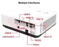 Projecteur vidéo 3LCD 1080P 4K à longue portée laser à contraste élevé 5000000:1, 7000 lumens, utilisé pour les salles de classe en extérieur