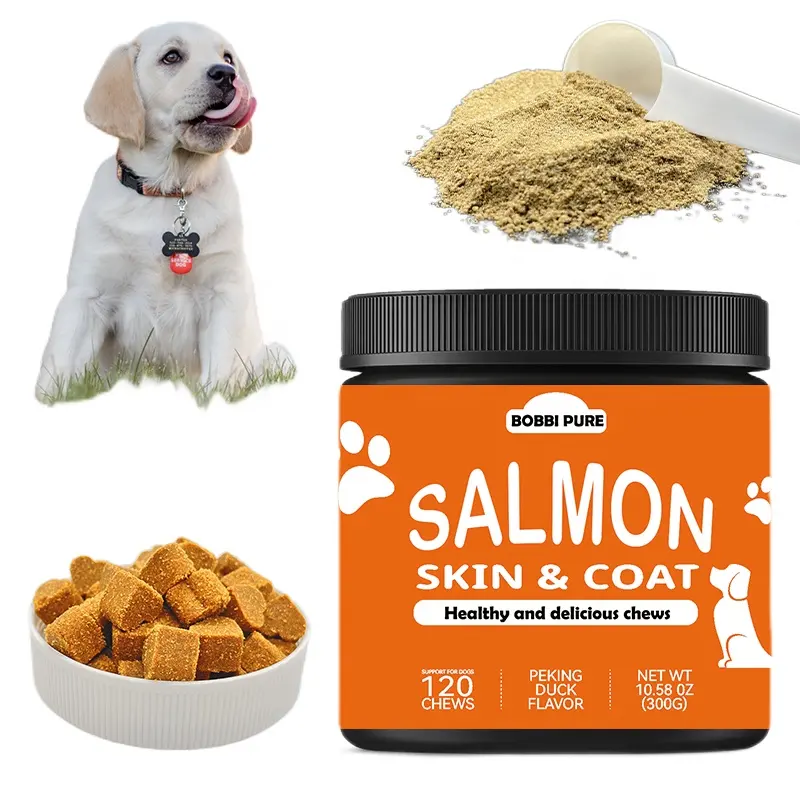 Omega 3 Fish Oil for Dogs Soft Chew Supplements with EPA DHA Vitamin E for Healthy Skin Coat Joints & Brain Function