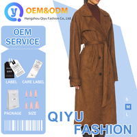 Manteau Trench Coupe-Vent en Daim Tissé pour Femme, Style Décontracté, Collection Automne-Printemps 2026, Vêtement d'Extérieur Tendance, Personnalisable OEM