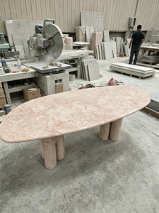 Mesa de Comedor Ovalada de Mármol para 2 Personas, Mesa de Comedor con Pedestal de Piedra Natural, Muebles de Diseño Moderno para Villa, Hotel, Apartamento - Product Image 6