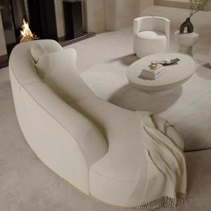 Sofá de Recepción Curvo de Diseño Nórdico Moderno, Sofá de Lujo para Sala de Estar Pequeña o Mediana, Tapizado en Tela, Relleno de Esponja para Varias Personas - Product Image 5