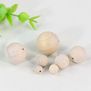 Cuentas redondas de madera con vetas naturales para hacer pulseras, suministros para manualidades DIY SzM - Product Image 1