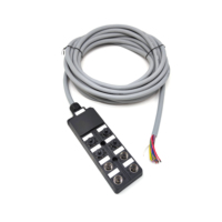 Faisceau de câbles PVC PUR flexible personnalisé M12 4 6 8 ports PNP NPN Boîtier de distribution à canal unique ou double Connecteur de capteur LED