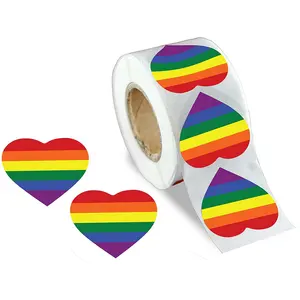 Regenboog Streep Hart Stickers Voor Lgbtq Pride Parades En Evenementen