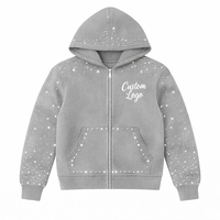 Sweat-shirt à capuche oversize pour homme, personnalisé avec strass, en tissu épais, imprimé lettres vintage, style décontracté