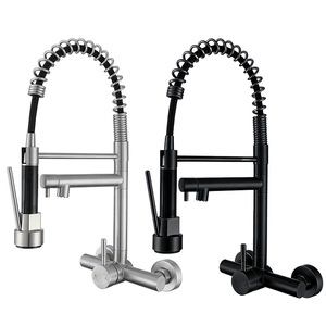 Modern Pull Down Kitchen Faucet 2 Handle <b>Deck</b> Mounted Ceramic Valve Stainless Steel Spring Hose Hot Cold Water Use - Product Image 1
