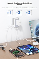Adaptateur de voyage multifonction ultra-fin Kantravel 25W QC3.0 avec 2 ports USB-A et 2 ports USB-C pour téléphones portables, appareils photo et écouteurs