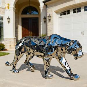 Scultura di <span class=keywords><strong>Leopardo</strong></span> a Grandezza Naturale in Acciaio Inossidabile RELONG, Design Astratto Cavo per Decorazione d'Arte Moderna - Product Image 5